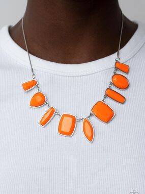 Orange Statement Pendant Necklace Set
